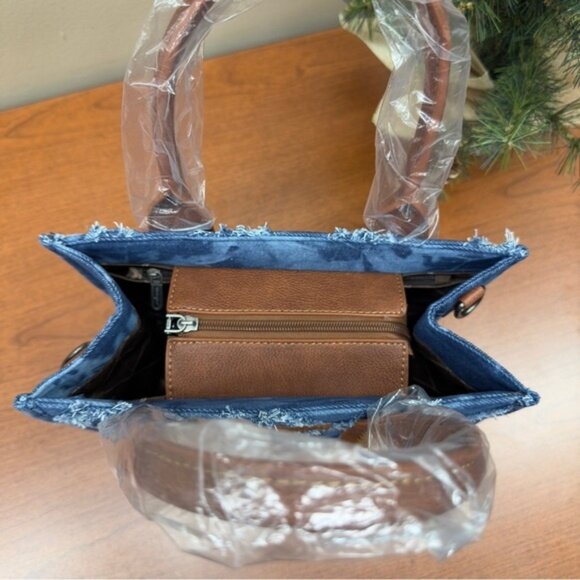 Wrangler Mini Tote Demin Southwestern Small handbag Crossbody Cowgirl Purse - Picture 6 of 10